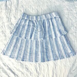 NWT Vineyard Vines Girls Tiered Skirt Stripe Shine Blue White Cotton Size S 7-8
